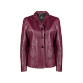 Women Purple Leather Blazer